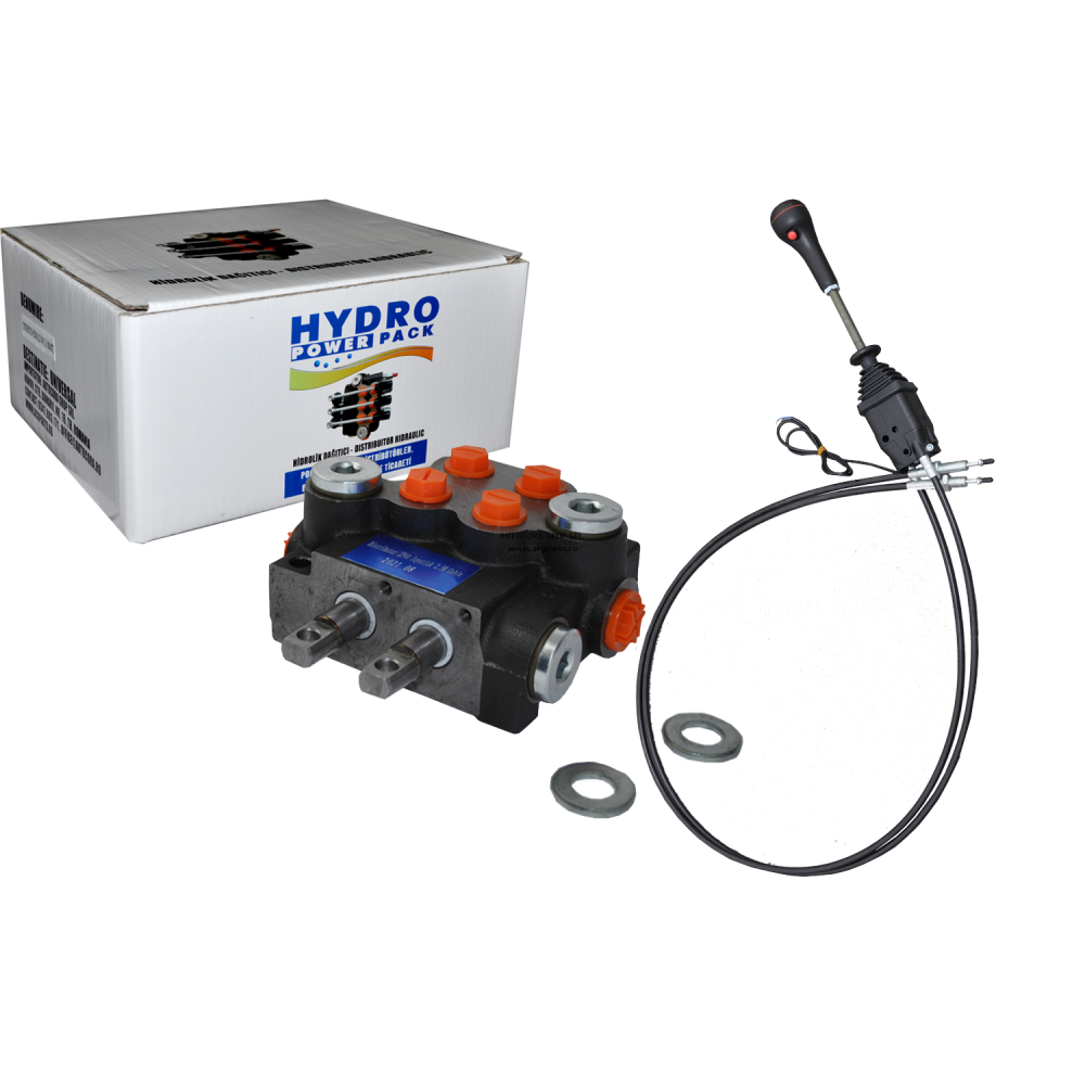 DISTRIBUITOR HIDRAULIC 2P80 CU JOYSTICK SI CABLU COMANDA 2M MIN1021