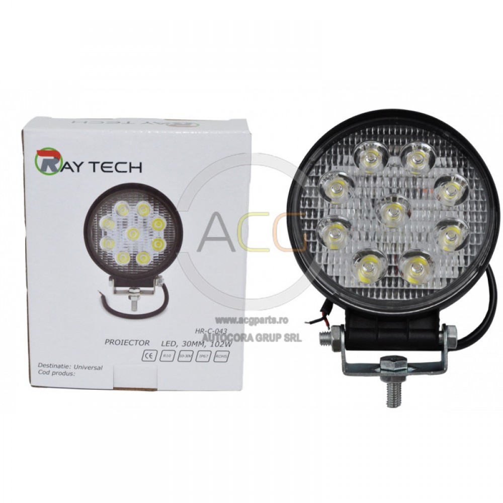 PROIECTOR ROTUND 9 LED, 30MM, 27W HR-C-043
