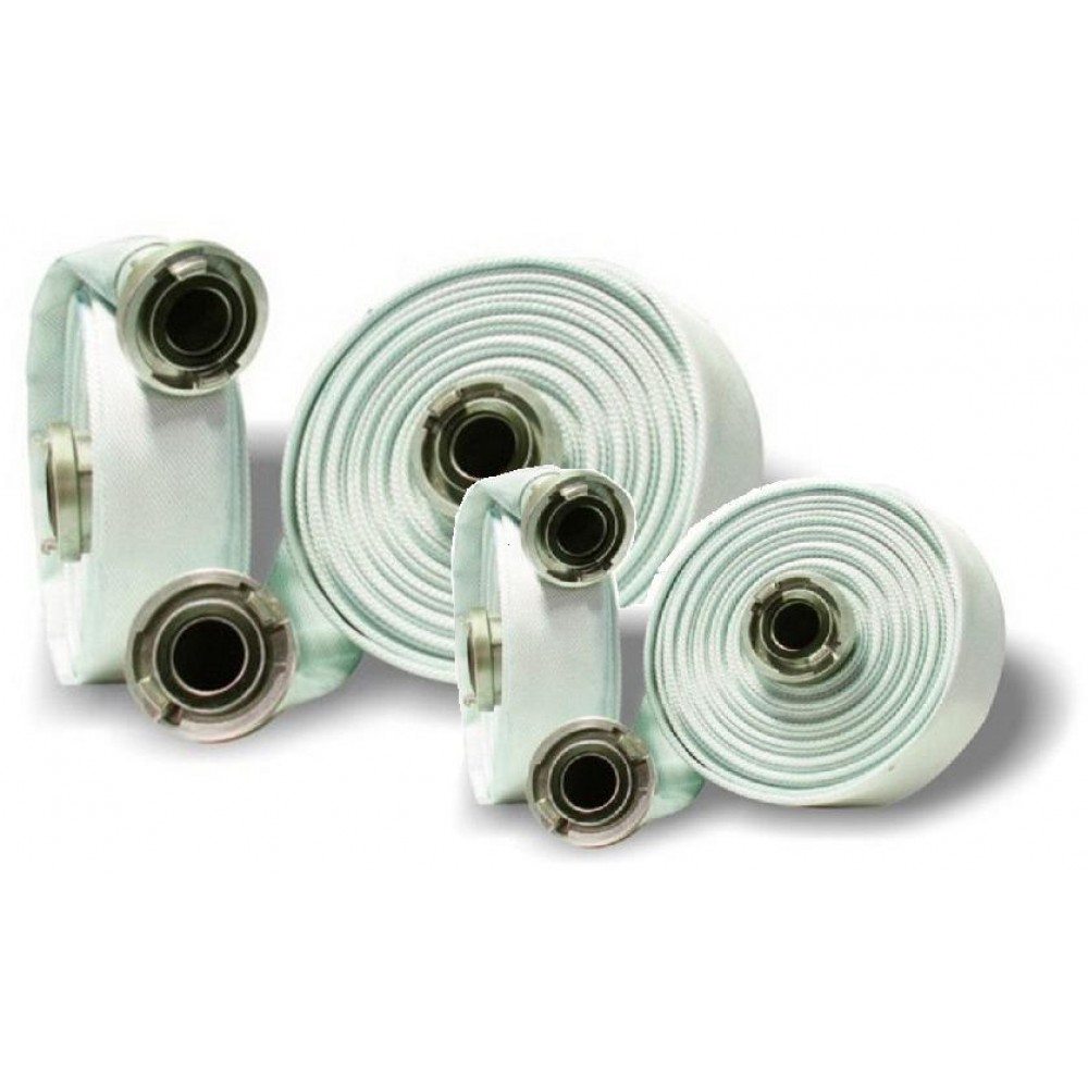 Furtun apa pompieri/irigatii PVC panzat 2 toli (50.8mm) cu racord de aluminiu, distanta dintre came 67mm, lungime 20m, grosime furtun 1,7mm, presiune de lucru 6 Bar Breckner Germany
