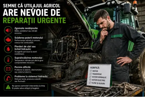 Semne că utilajul agricol are nevoie de reparații urgente